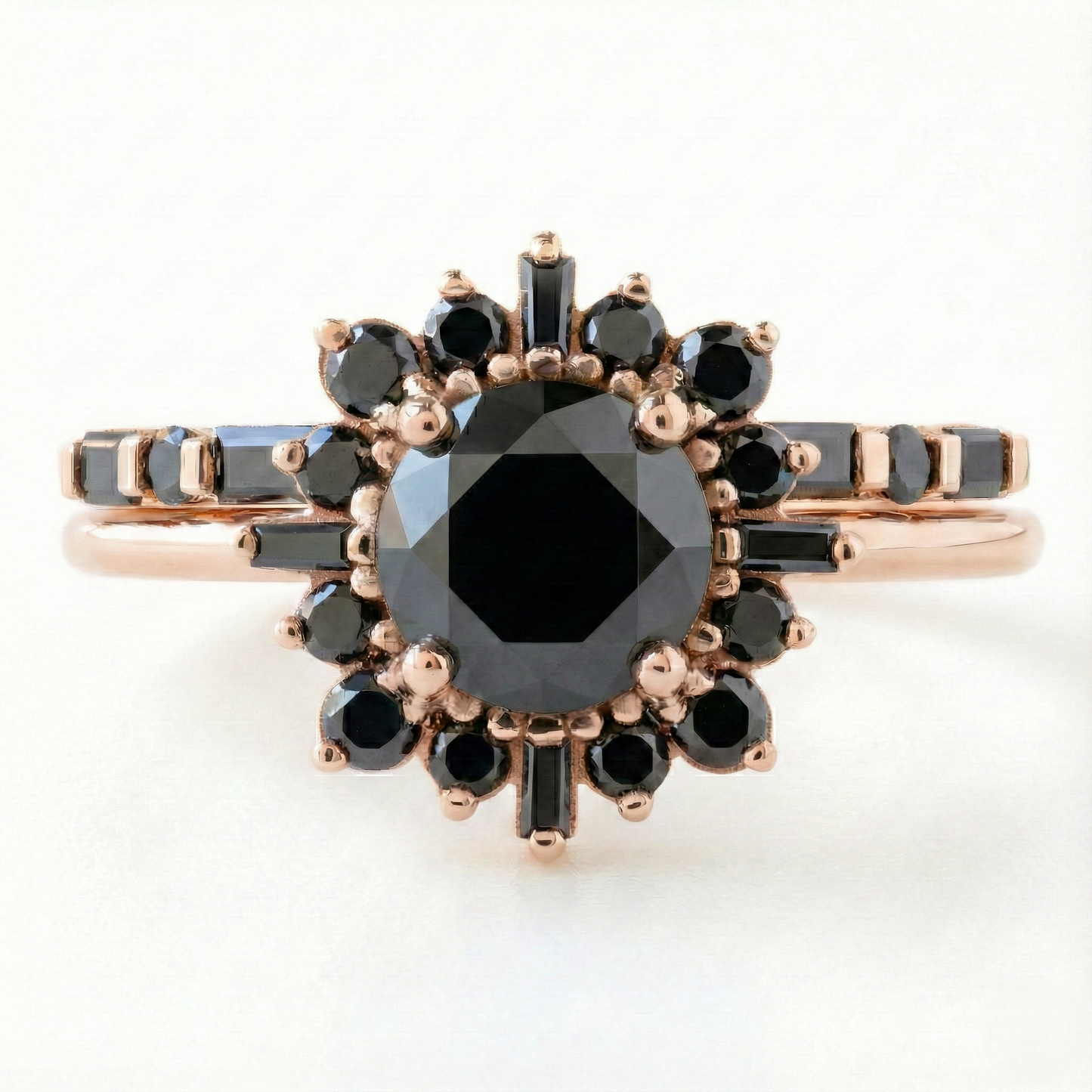 Round Cut Fancy Black Color Center Diamond Engagement Solid Gold Ring - Shree Diamond Mfg