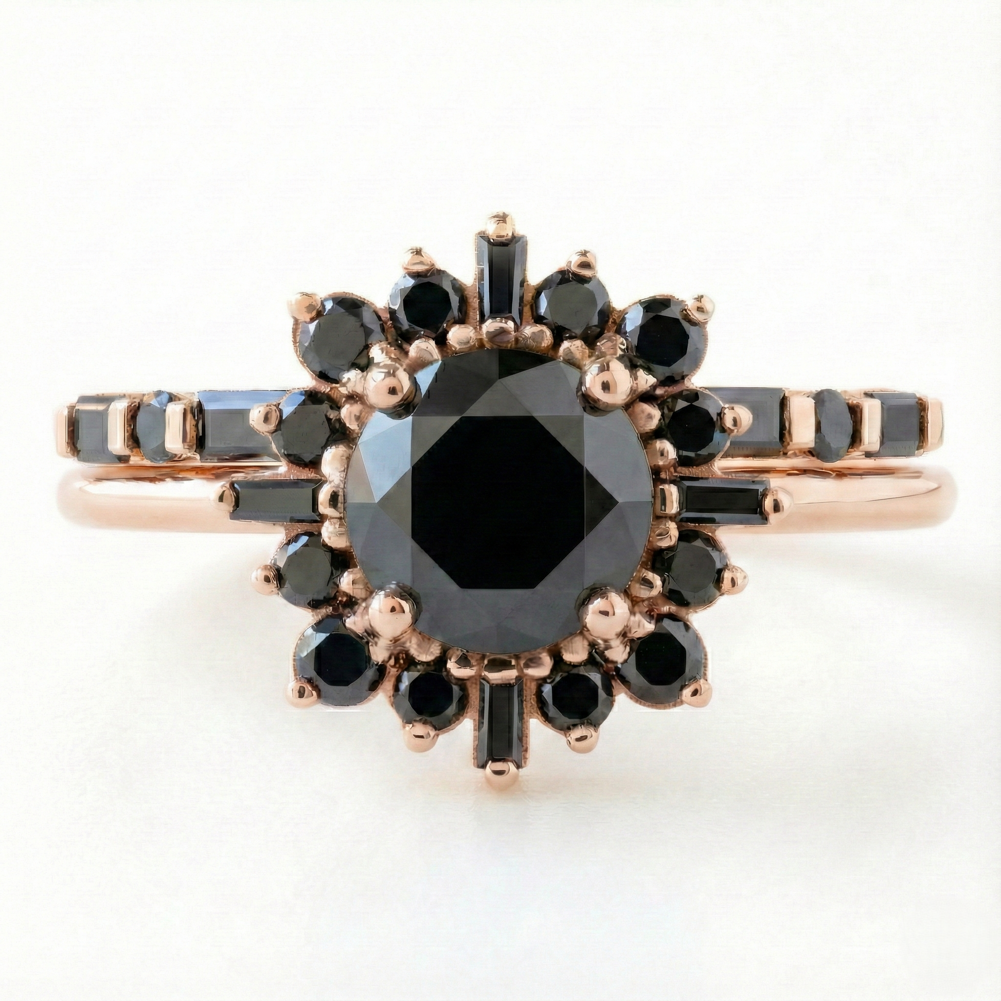 Round Cut Fancy Black Color Center Diamond Engagement Solid Gold Ring - Shree Diamond Mfg