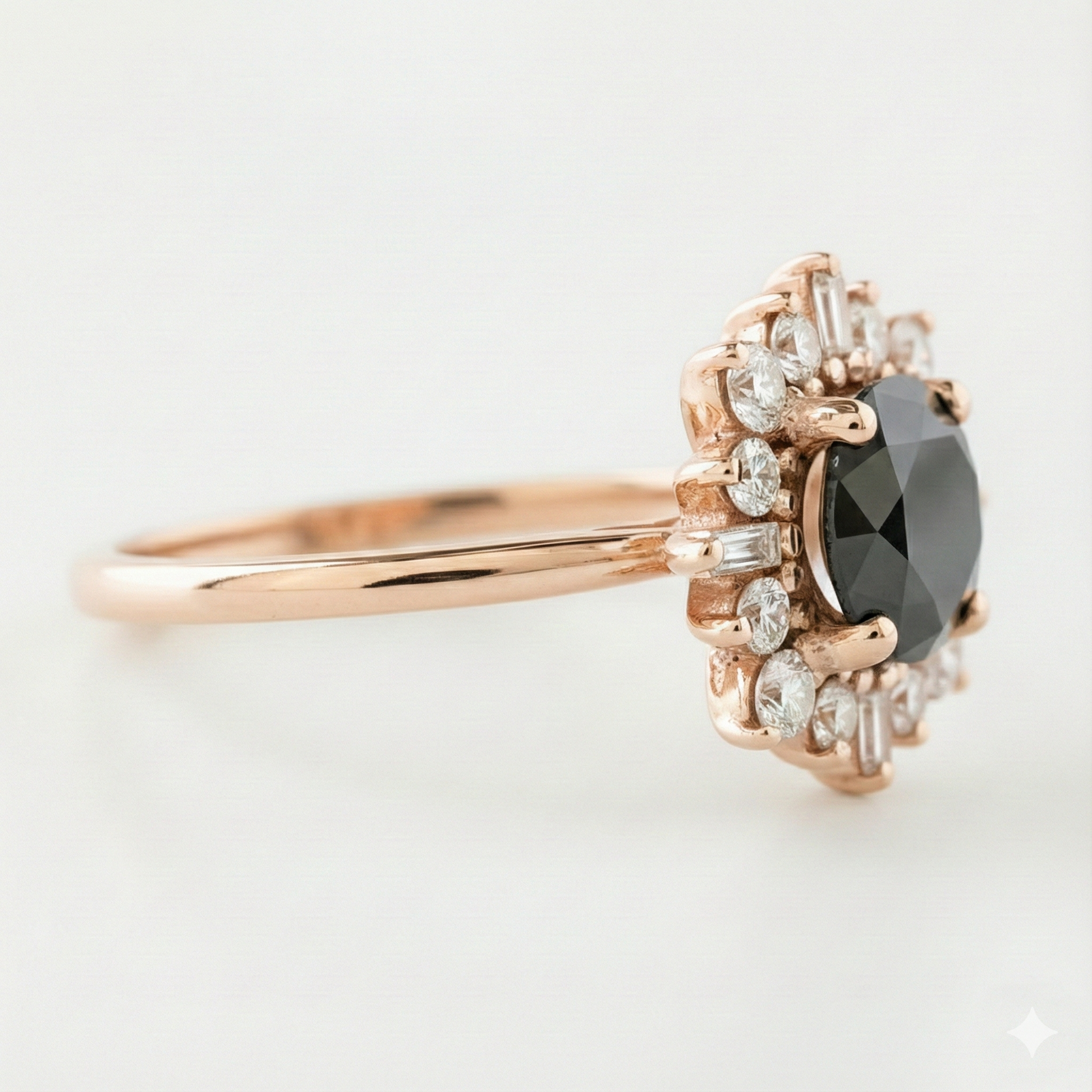 Round Cut Fancy Black Color Diamond Hidden Halo Shoulder Set Ring - Shree Diamond Mfg