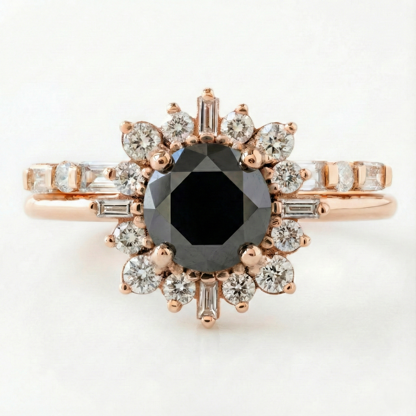 Round Cut Fancy Black Color Diamond Hidden Halo Shoulder Set Ring - Shree Diamond Mfg