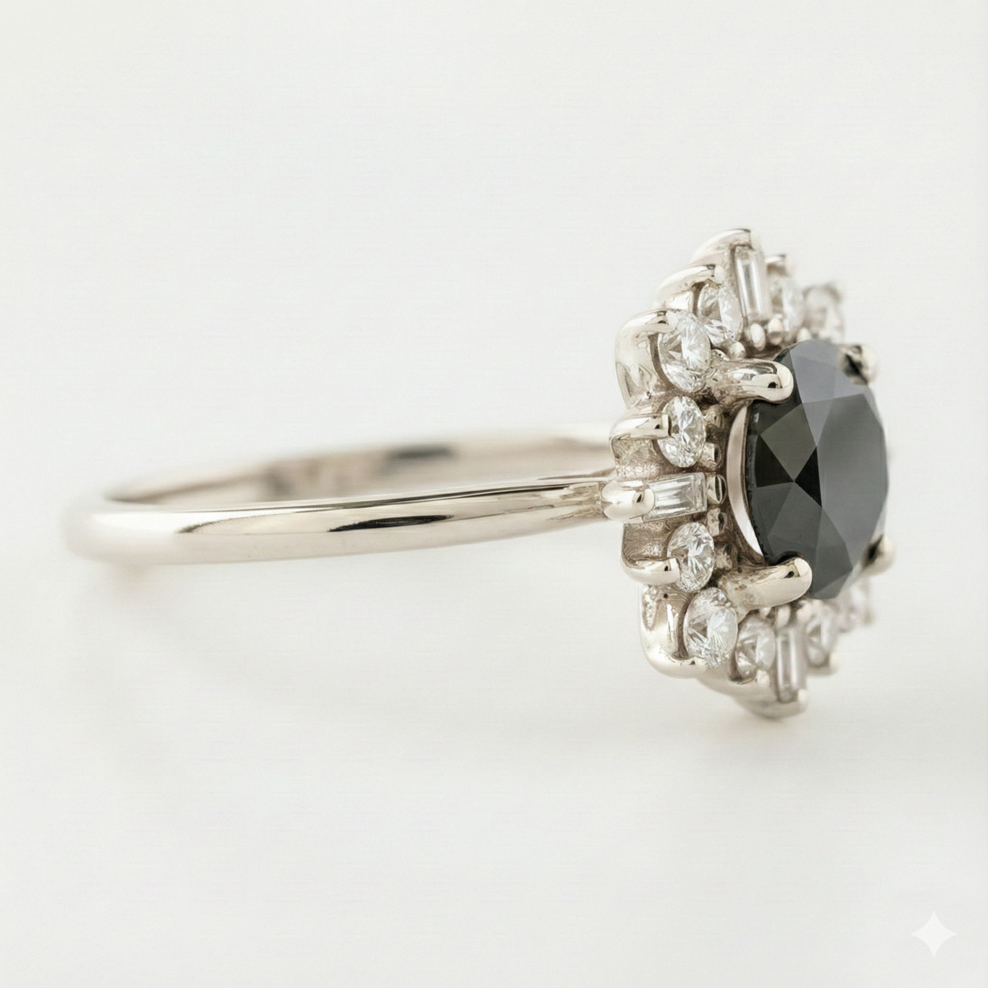 Round Cut Fancy Black Color Diamond Hidden Halo Shoulder Set Ring - Shree Diamond Mfg