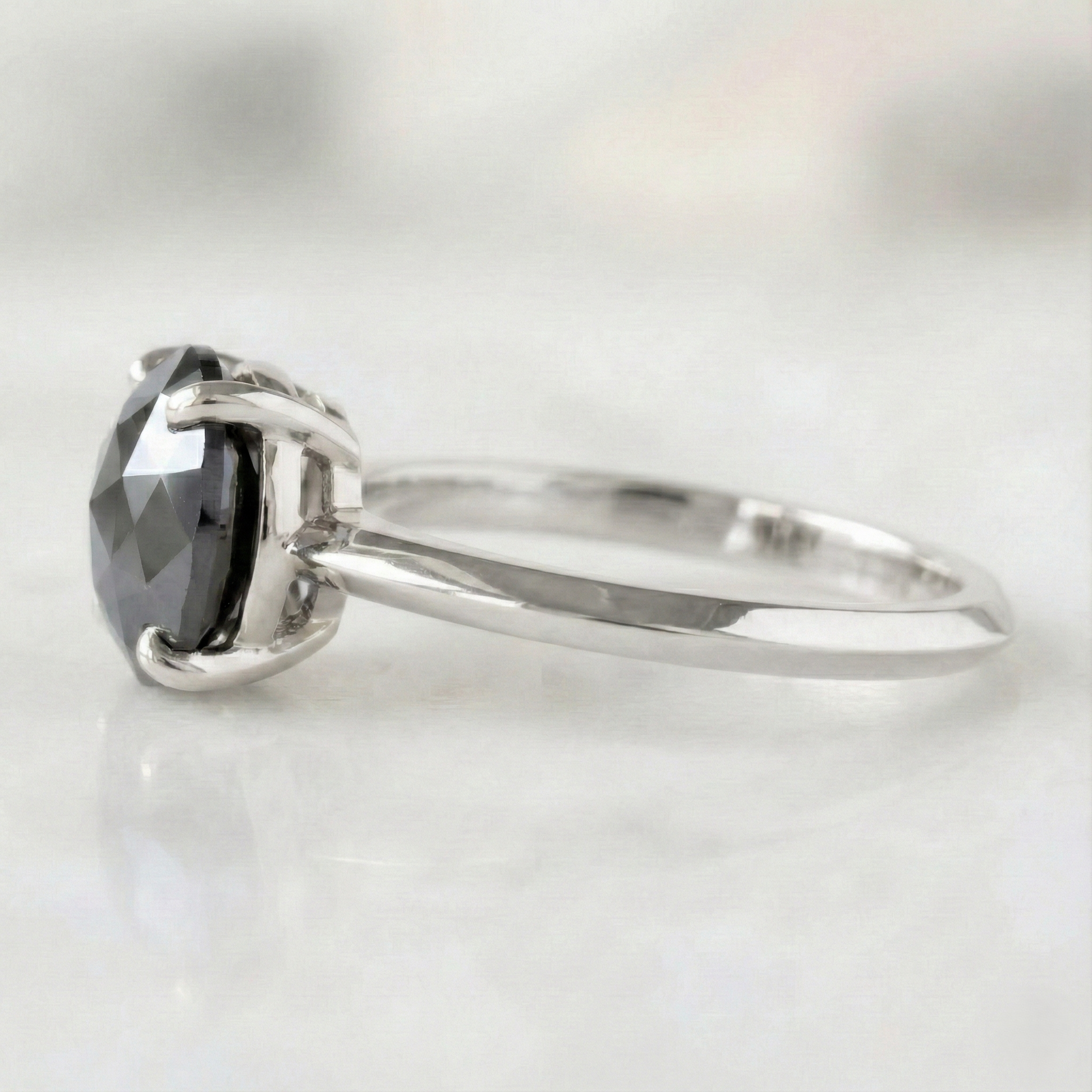 Round Checker Cut Fancy Black Color Center Diamond Solitaire Engagement Ring - Shree Diamond Mfg