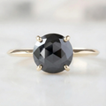 Round Checker Cut Fancy Black Color Center Diamond Solitaire Engagement Ring
