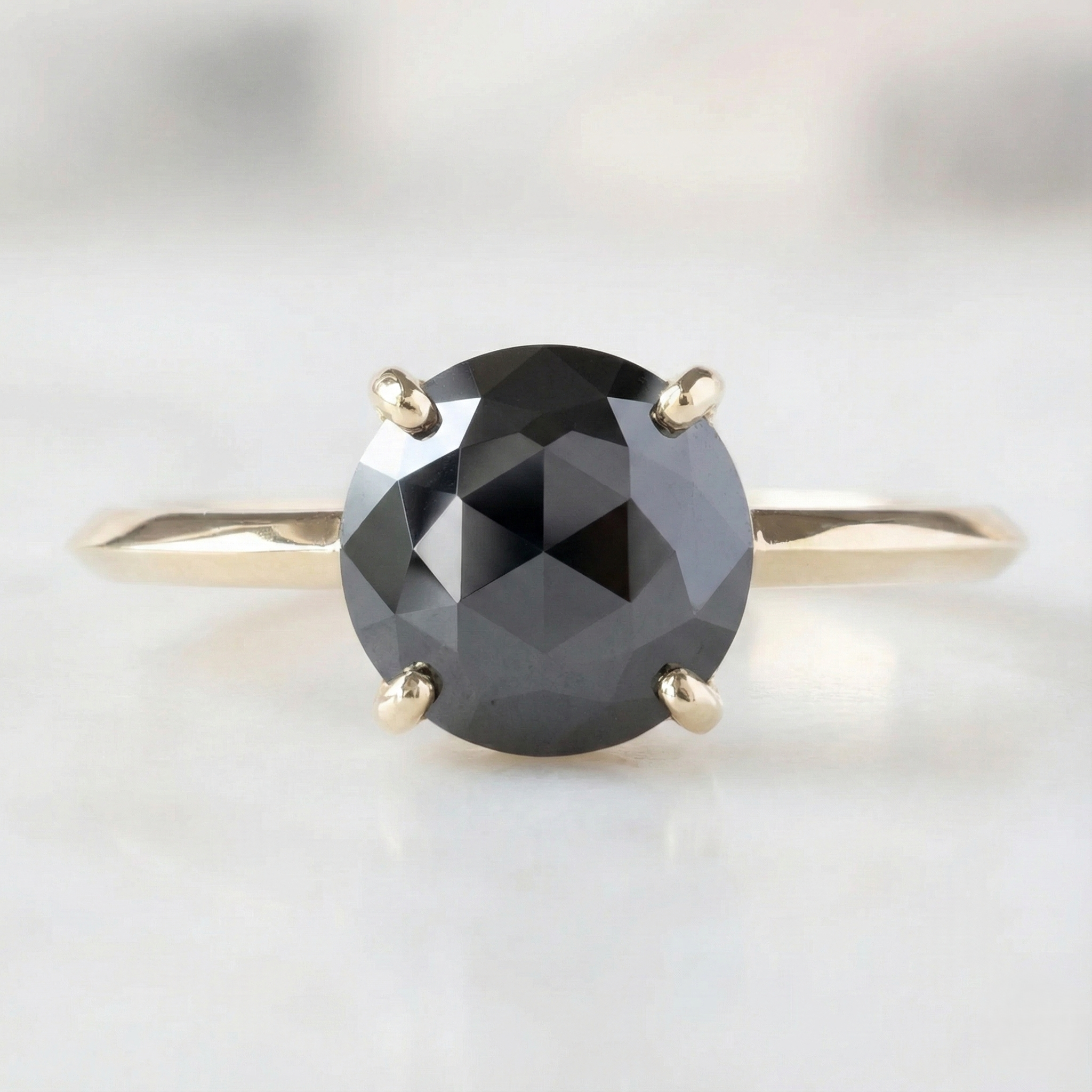 Round Checker Cut Fancy Black Color Center Diamond Solitaire Engagement Ring - Shree Diamond Mfg