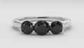 Traditional Round Diamond Fancy Black Color Diamonds Designer Trilogy Ring