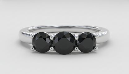 Traditional Round Diamond Fancy Black Color Diamonds Designer Trilogy Ring - Shree Diamond Mfg