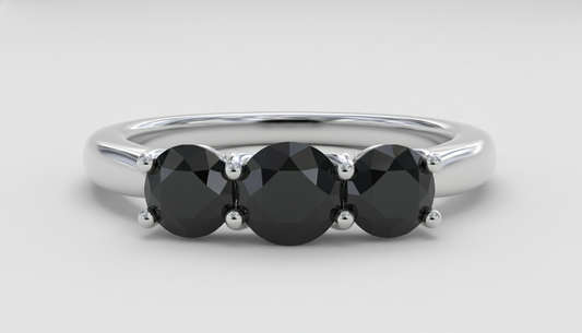 Traditional Round Diamond Fancy Black Color Diamonds Designer Trilogy Ring