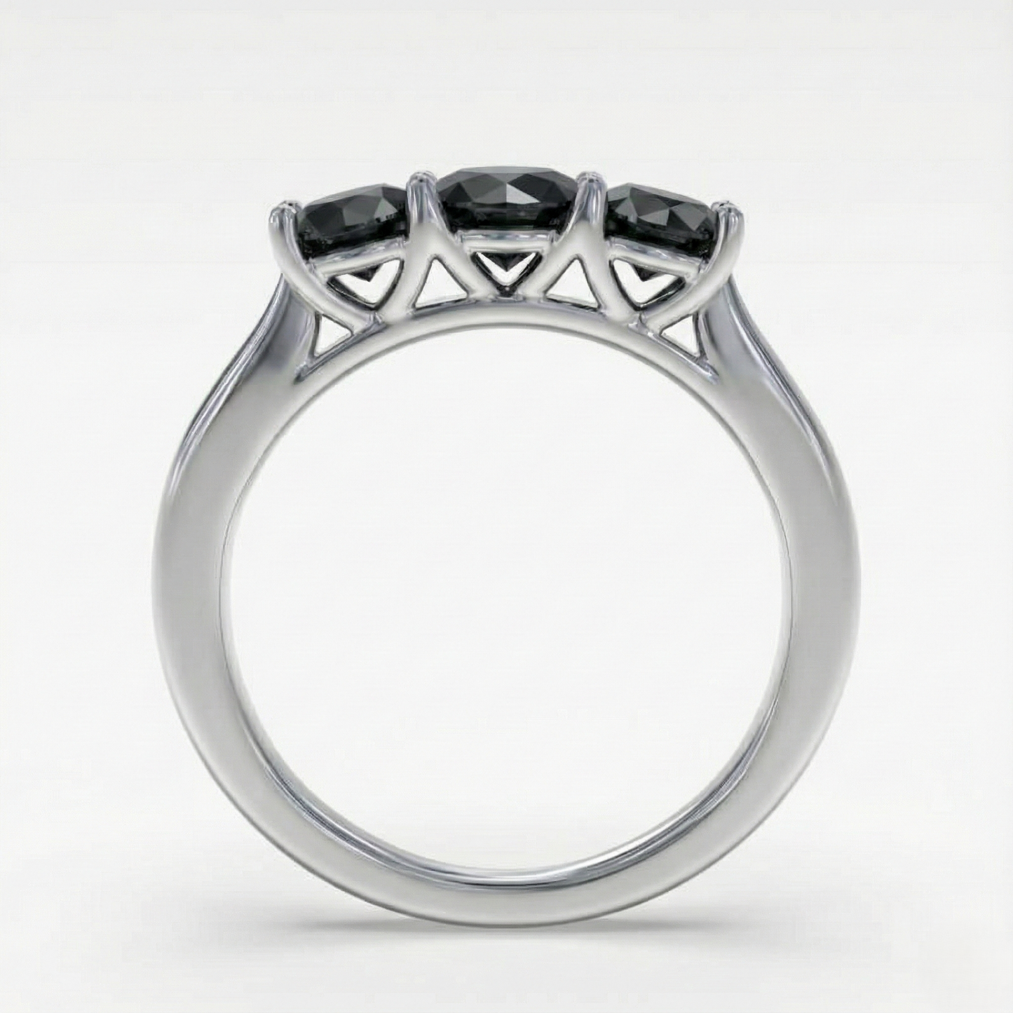 Traditional Round Diamond Fancy Black Color Diamonds Designer Trilogy Ring - Shree Diamond Mfg