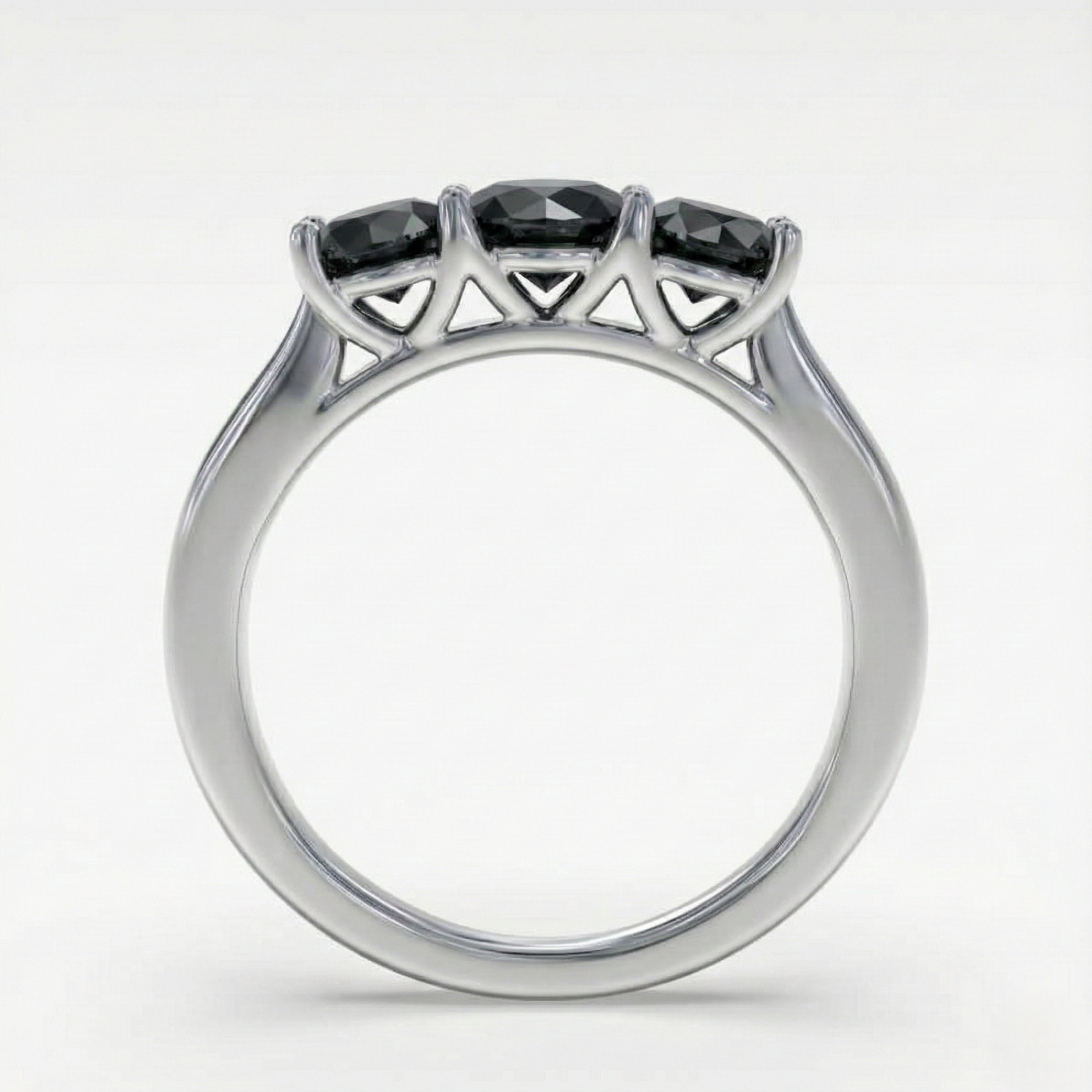 Traditional Round Diamond Fancy Black Color Diamonds Designer Trilogy Ring - Shree Diamond Mfg