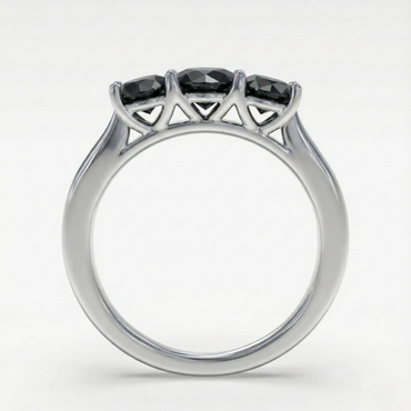 Traditional Round Diamond Fancy Black Color Diamonds Designer Trilogy Ring