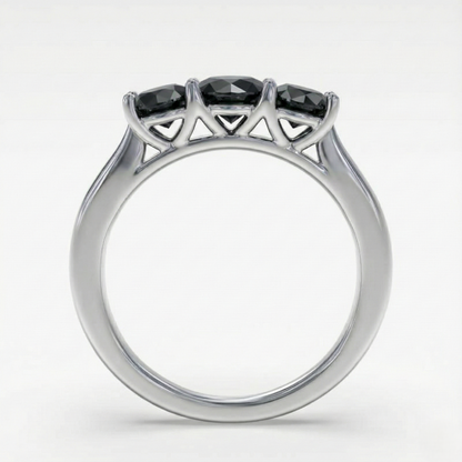 Traditional Round Diamond Fancy Black Color Diamonds Designer Trilogy Ring - Shree Diamond Mfg