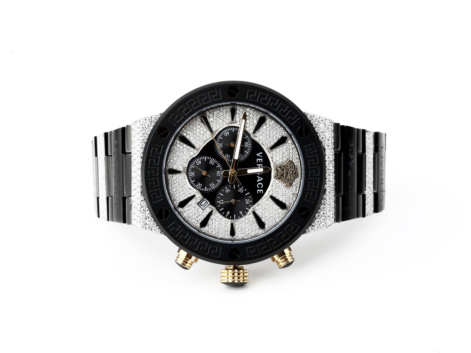 Versace Luxury Watch in Real VVS Moissanite Diamond Watch, Handmade Stainless Steel Watch For Men/Women, Hip Hop Watch, Bust Down Watch Gift for Him