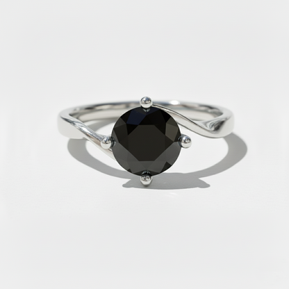 Black Colour Round Shape Diamond Engagement Ring