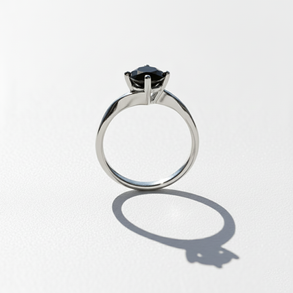 Black Colour Round Shape Diamond Engagement Ring