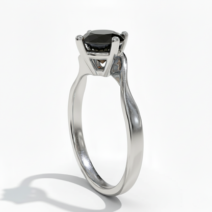 Black Colour Round Shape Diamond Engagement Ring
