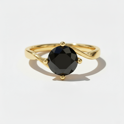 Black Colour Round Shape Diamond Engagement Ring