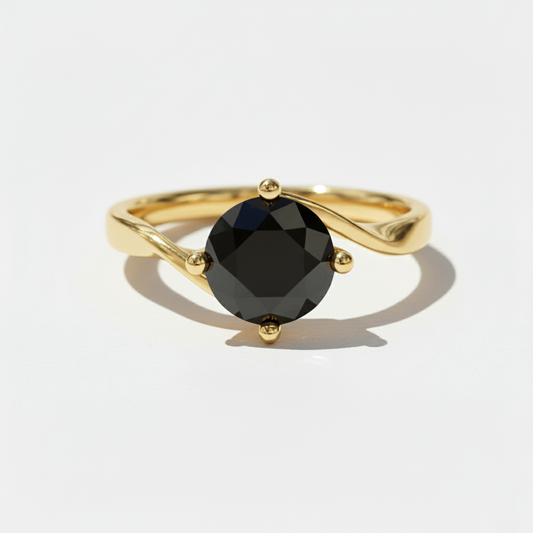 Black Colour Round Shape Diamond Engagement Ring
