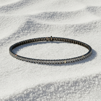 18 kt Stunning Black Gold Precious Radiant Cut Lab Diamond Tennis Bracelet
