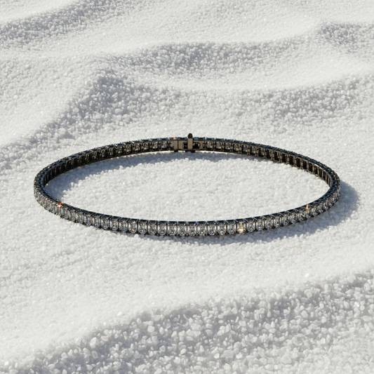18 kt Stunning Black Gold Precious Radiant Cut Lab Diamond Tennis Bracelet