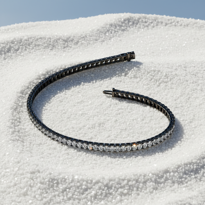 18 kt Stunning Black Gold Precious Radiant Cut Lab Diamond Tennis Bracelet