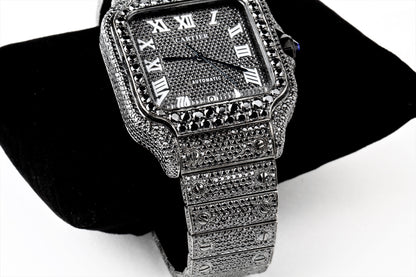Luxury Watch Real Black Moissanite Diamond Watch, Handmade Stainless Steel Watch For Men/Women, Hip Hop Watch, Iced Out Watch Gift for Love