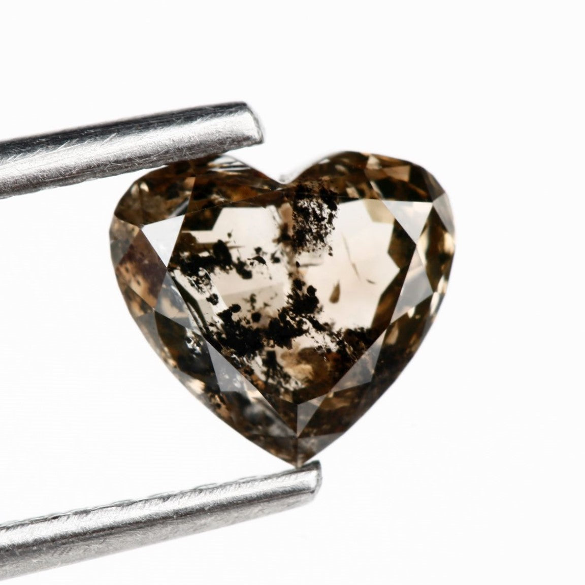 0.83 Carat Heart Shape Chocolate Brown Salt and Pepper Diamond For Engagement Ring