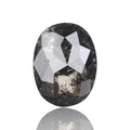 2.91 Ct. Oval Rose Cut Salt and Pepper Fancy Black Color Natural Diamond 9.86 mm
