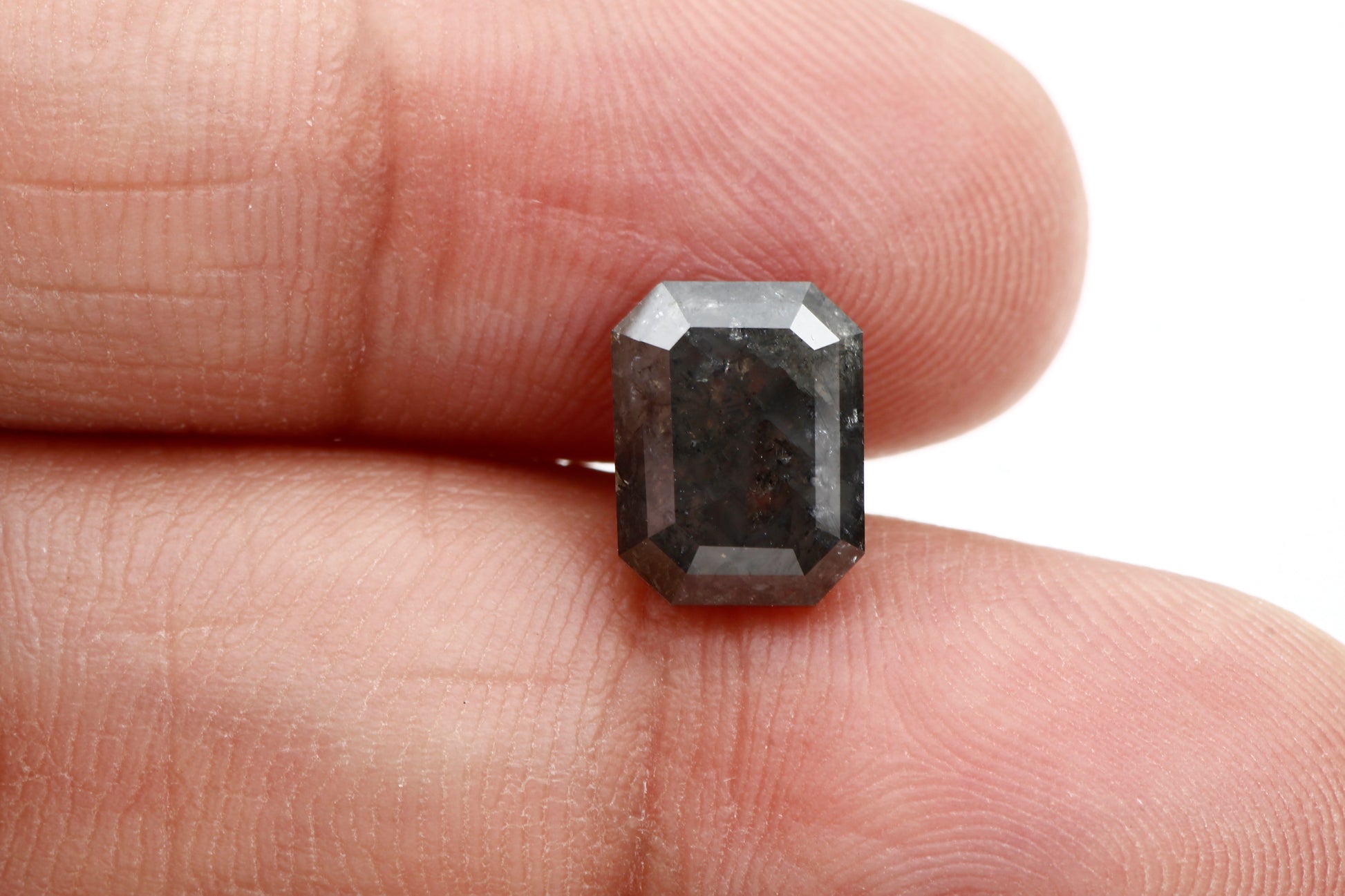 3.45 Carat Gray Diamond. Double Cut Emerald Loose Diamond for Jewelery