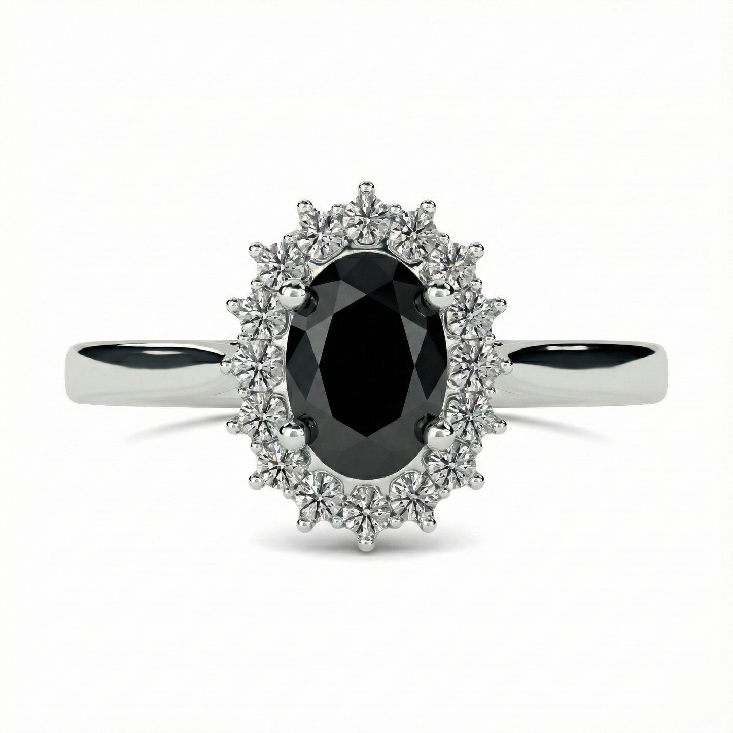 Oval Cut Fancy Black Color Diamond Hidden Halo Shoulder Set Ring - Shree Diamond Mfg