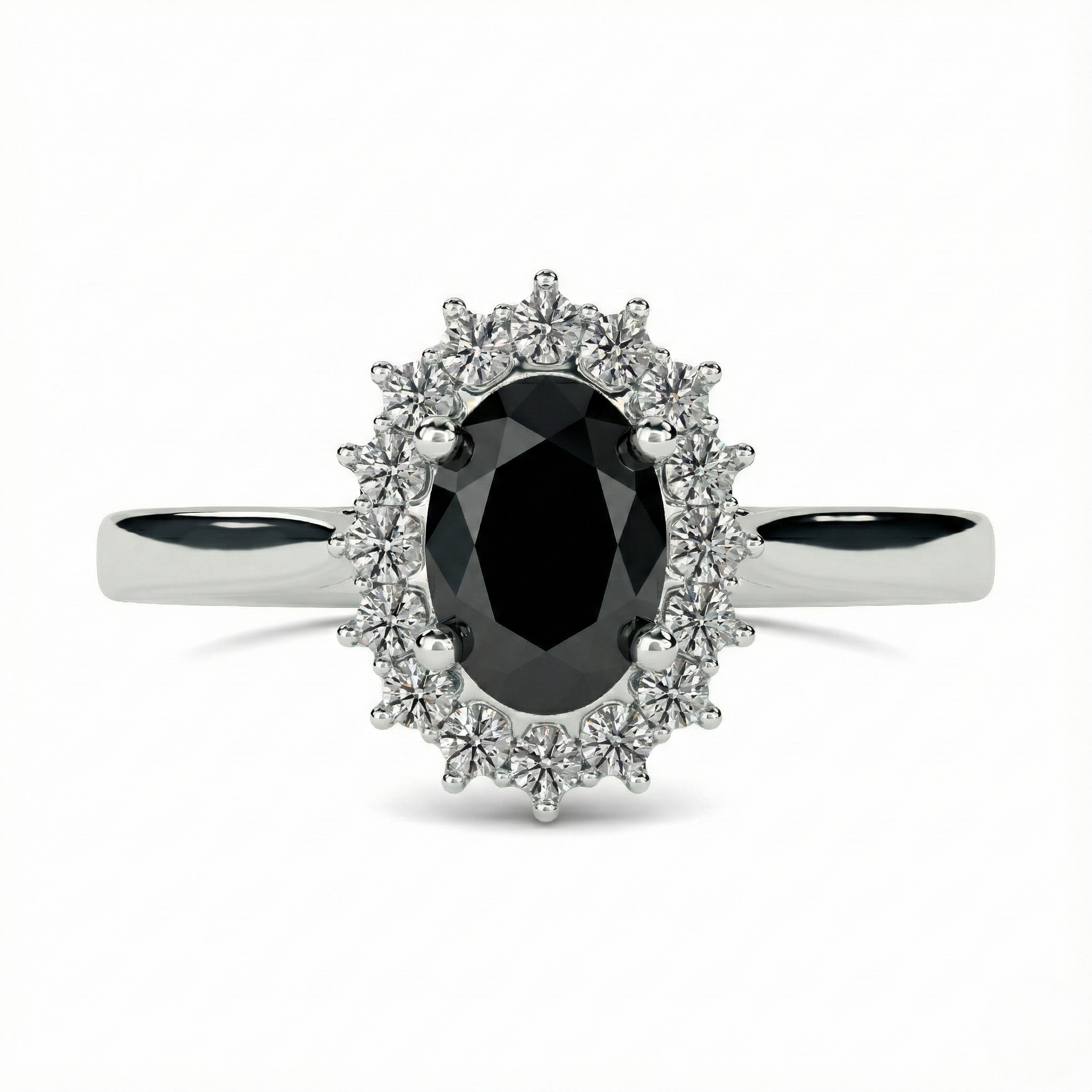 Oval Cut Fancy Black Color Diamond Hidden Halo Shoulder Set Ring - Shree Diamond Mfg