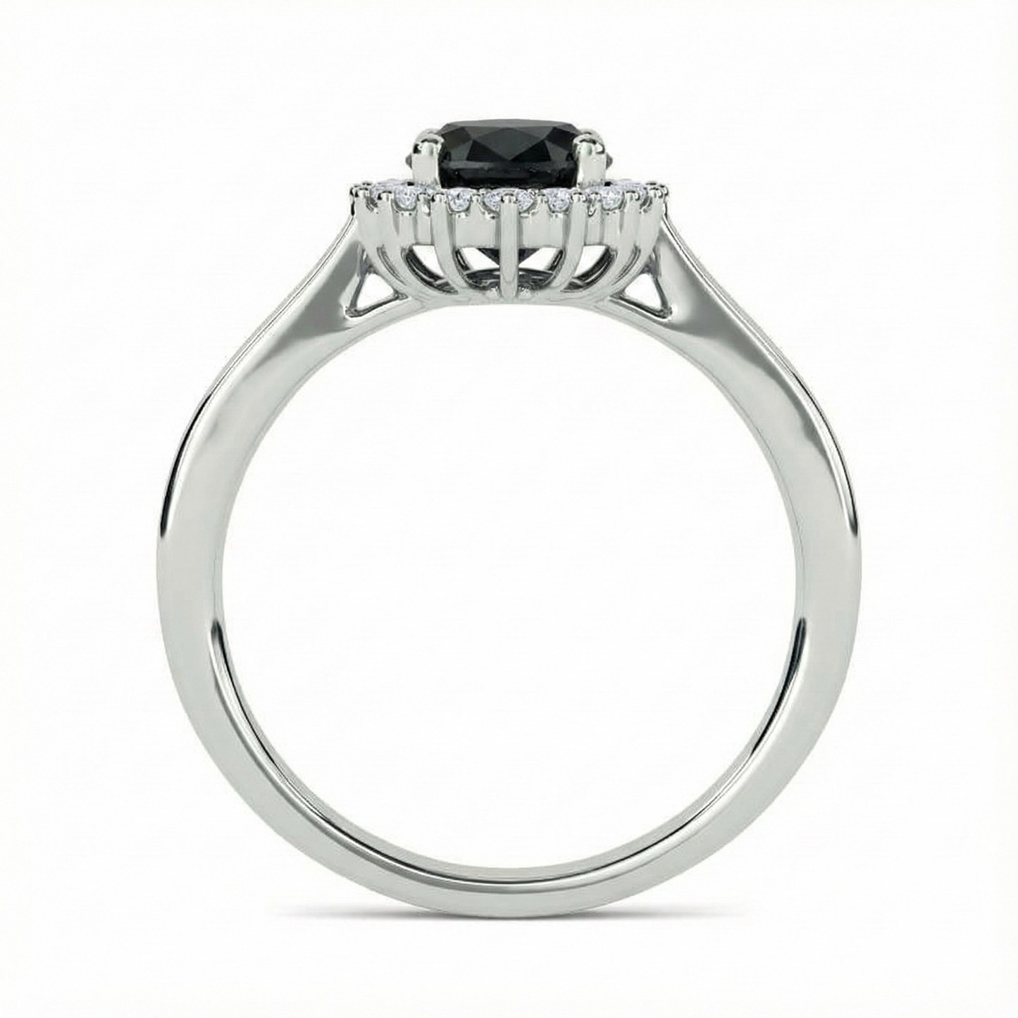 Oval Cut Fancy Black Color Diamond Hidden Halo Shoulder Set Ring - Shree Diamond Mfg