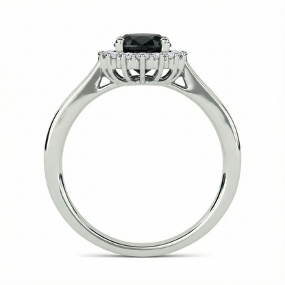 Oval Cut Fancy Black Color Diamond Hidden Halo Shoulder Set Ring - Shree Diamond Mfg