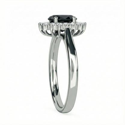 Oval Cut Fancy Black Color Diamond Hidden Halo Shoulder Set Ring - Shree Diamond Mfg