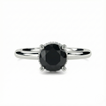 Black Colour Round Shape Center Diamond Hidden Halo Ring