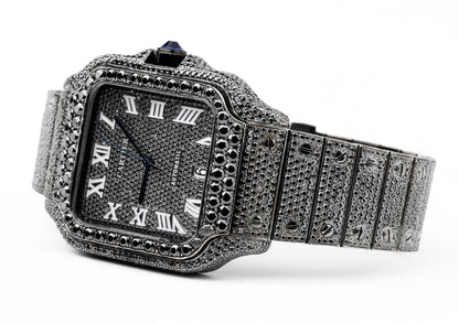 Luxury Watch Real Black Moissanite Diamond Watch, Handmade Stainless Steel Watch For Men/Women, Hip Hop Watch, Iced Out Watch Gift for Love