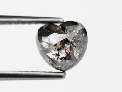 1.41 Carat Heart Gray Rose Cut Salt and Pepper Diamond For Engagement Ring