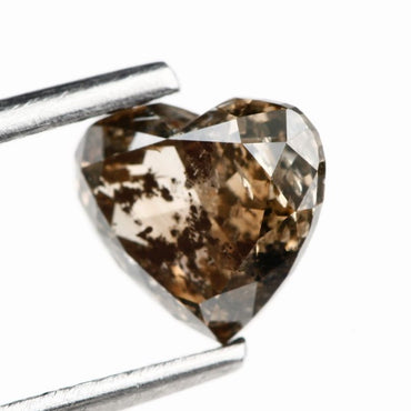 0.83 Carat Heart Shape Chocolate Brown Salt and Pepper Diamond For Engagement Ring