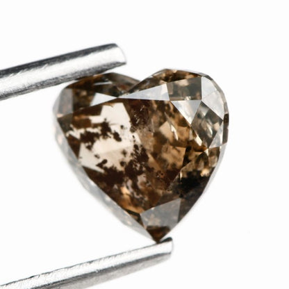 0.83 Carat Heart Shape Chocolate Brown Salt and Pepper Diamond For Engagement Ring