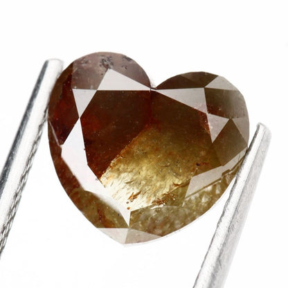 2.17 Carat Heart Shape Diamond Yellow Red Rustic Salt and Pepper Diamond For Engagement Ring