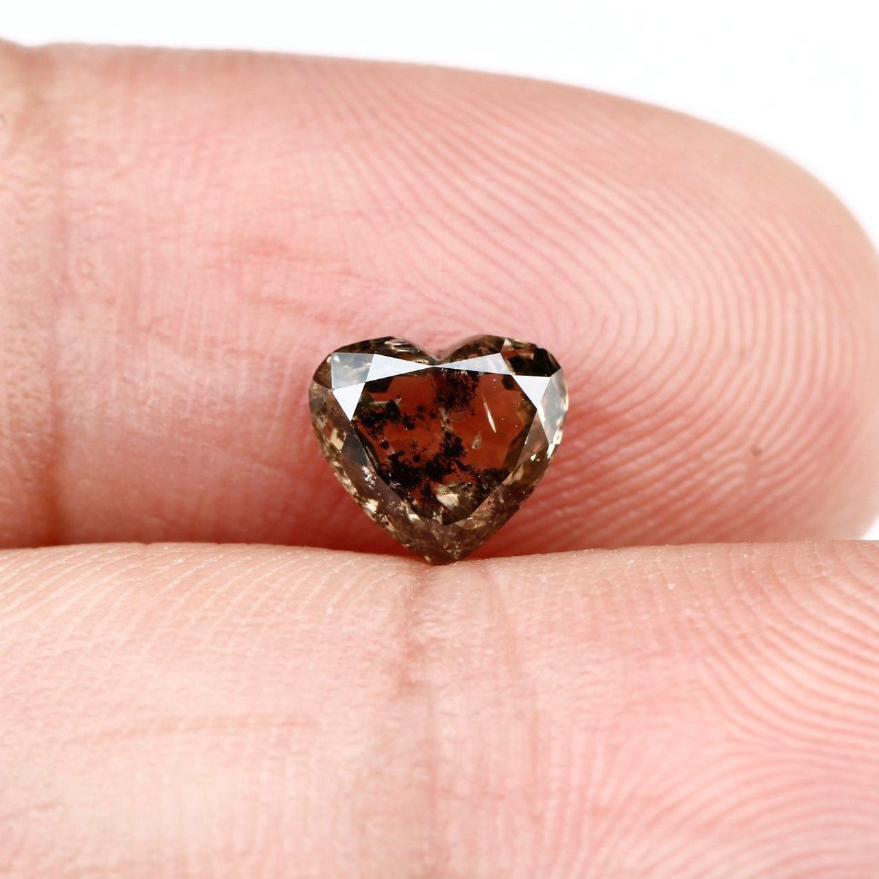0.83 Carat Heart Shape Chocolate Brown Salt and Pepper Diamond For Engagement Ring