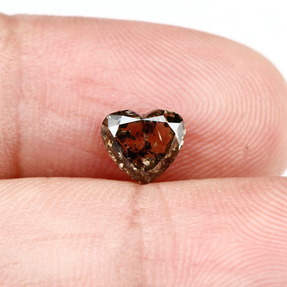 0.83 Carat Heart Shape Chocolate Brown Salt and Pepper Diamond For Engagement Ring