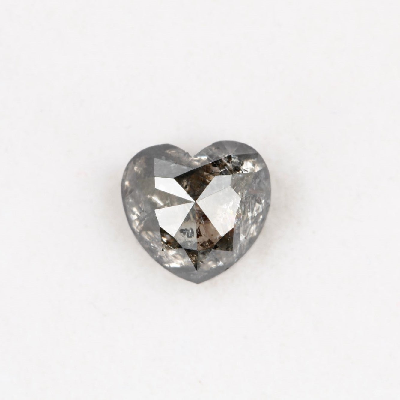 1.41 Carat Heart Gray Rose Cut Salt and Pepper Diamond For Engagement Ring