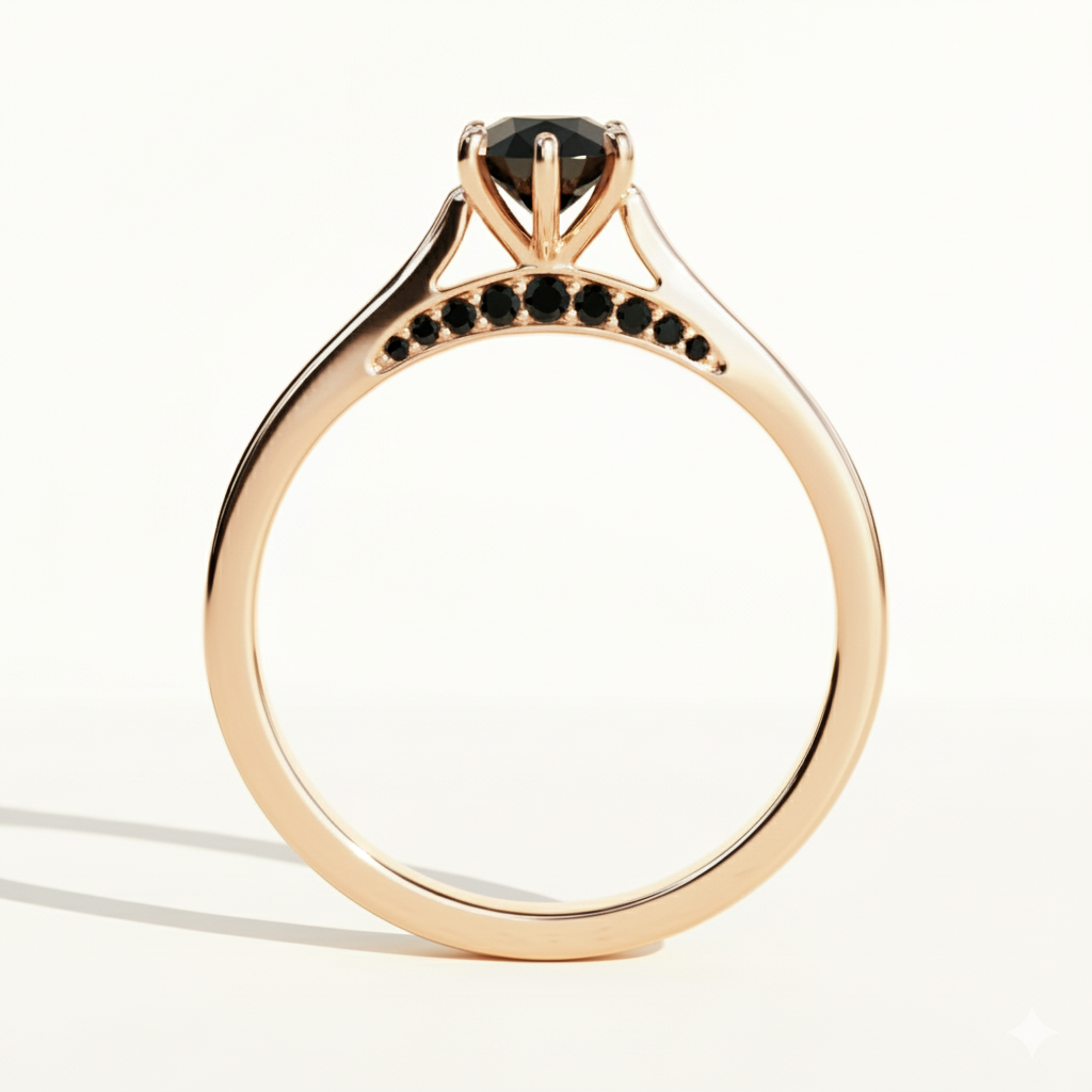 Marquise Shape Black Color Diamond Engagement Ring