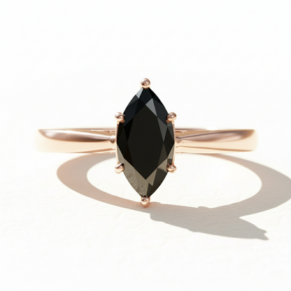 Marquise Shape Black Color Diamond Engagement Ring