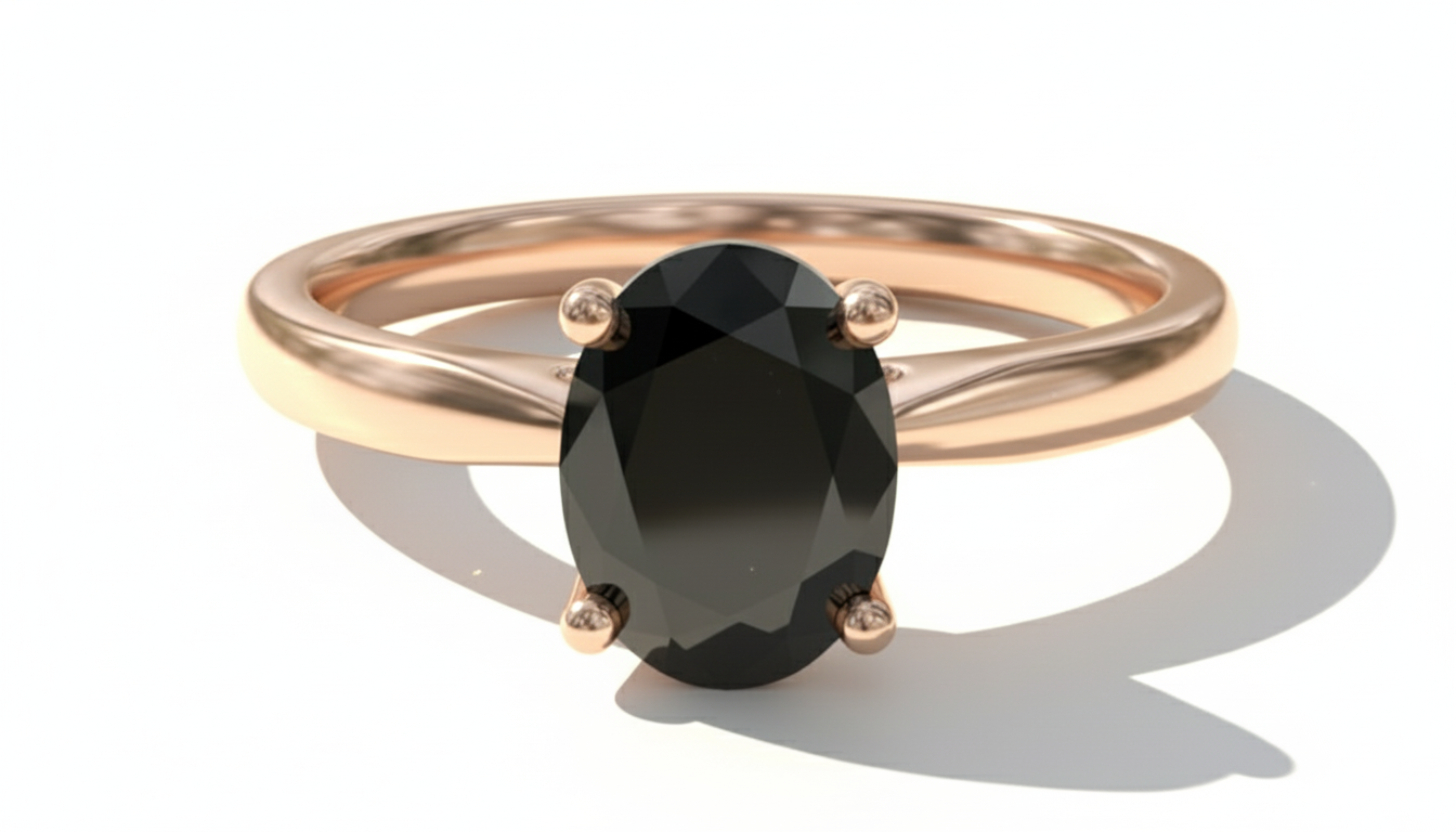 Oval Shape Black Color Diamond Engagement Ring
