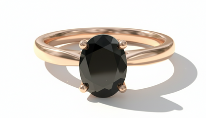 Oval Shape Black Color Diamond Engagement Ring