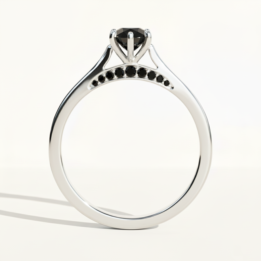 Marquise Shape Black Color Diamond Engagement Ring