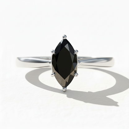 Marquise Shape Black Color Diamond Engagement Ring