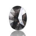 1.71 Ct. Oval Rose Cut Salt and Pepper Fancy Black Color Natural Diamond 9.81 mm