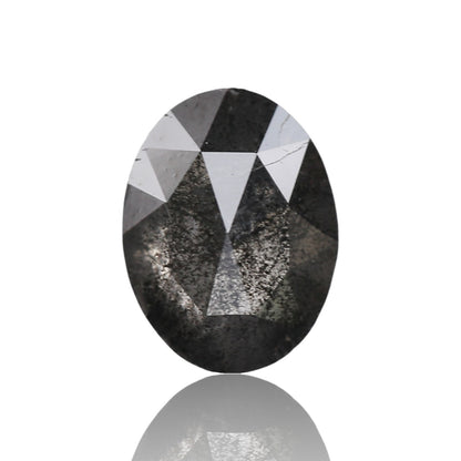 1.95 Ct. Oval Rose Cut Salt and Pepper Fancy Gray Natural Diamond 8.78 mm